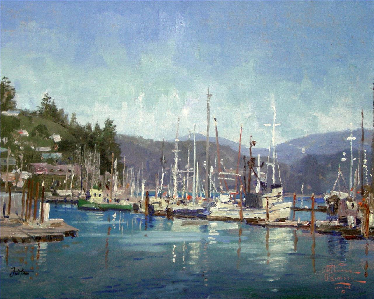 Port de Newport Thomas Kinkade Peintures à l'huile
